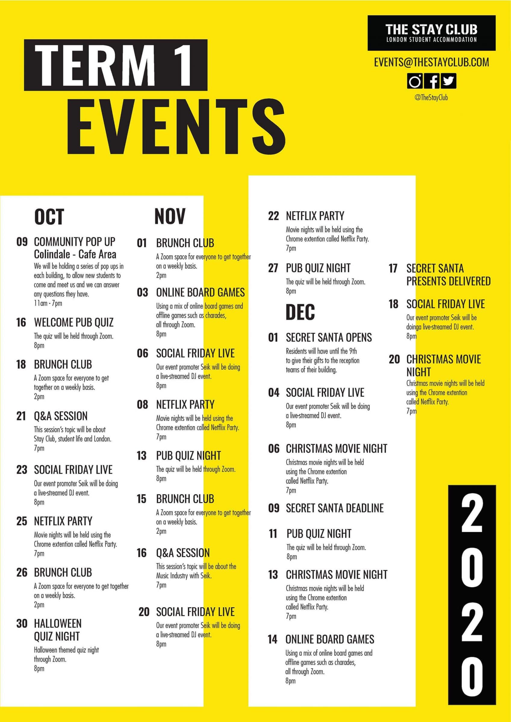 The Stay Club Events 2020